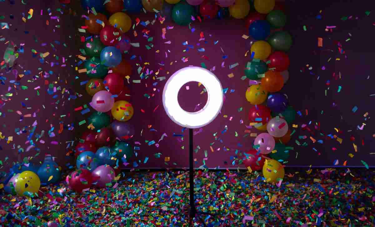 Guests using a social-media photo booth package